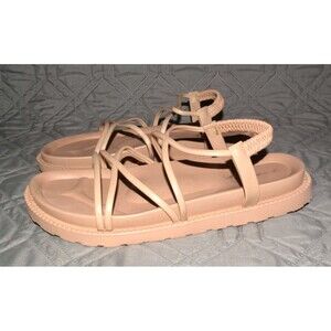Sole Mate Women’s Strappy Sandals Nude Elastic Ankle Strap Size 11
